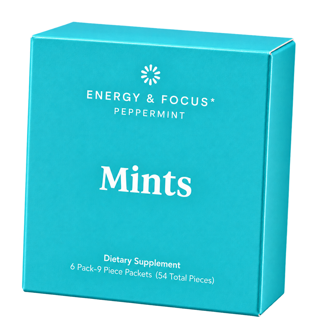 Caja mint de Energy & Focus Mints Peppermint, 54 mentas.